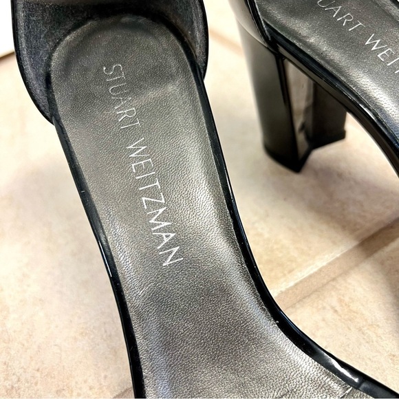 The Stuart Weitzman Women's Nearlynude Strap Sandal black block heels size 6M - Picture 5 of 11